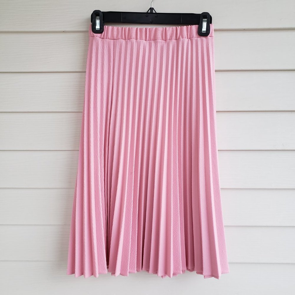 Vintage 70s pastel pink polyester pleated / accordion skirt